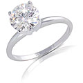 14k White Gold Round-cut Moissanite Solitaire Ring
