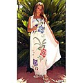 Sequined and Embroidered Floral White Sarong (Indonesia)