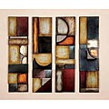 Free connected guide for abstract Art Sunset Geometric Multicolor Metal Abstract Wall Art Decor Plaques (Set of 4)