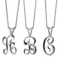Best in Show Sterling Silver and Enamel Diamond-cut Initial Necklace