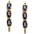 10k Yellow Gold Mystic Green Topaz and Diamond Hoop Earrings