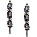 10k White Gold Mystic Green Topaz and Diamond Hoop Earrings