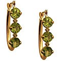 10k Yellow Gold Peridot and Diamond Hoop Earrings