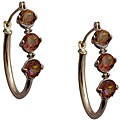 10k Yellow Gold Round-cut Twilight Mystic Topaz and Diamond Hoop Earrings