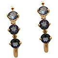 10k Yellow Gold Round-cut Mystic Blue Topaz and Diamond Hoop Earrings