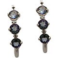 10k White Gold Round-cut Mystic Blue Topaz and Diamond Hoop Earrings