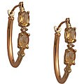 10k Yellow Gold Oval-cut Citrine and Diamond Hoop Earrings
