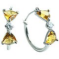 10k White Gold Trillion-cut Citrine and Cubic Zirconia Hoop Earrings
