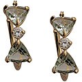 10k Yellow Gold Trillion-cut Green Amethyst Hoop Earrings