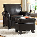 Noho Black Bi-cast Leather Club Chair with Ottoman