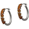 10k White Gold Square Citrine Hoop Earrings