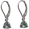 10k White Gold Green Amethyst Trillion Leverback Earrings