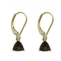 10k Yellow Gold Smokey Quartz Trillion Leverback Earrings