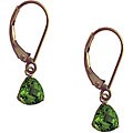 10k Yellow Gold Peridot Trillion Leverback Earrings