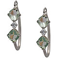10k White Gold Cushion-cut Green Amethyst Hoop Earrings