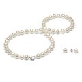 White Freshwater Pearl 18-inch Strand and Earring Set with White Leatherette Box (8-9 mm)