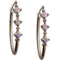 10k Yellow Gold Square-cut Mercury Mist Topaz and Diamond Hoop Earrings