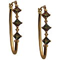 10k Yellow Gold Square-cut Mystic Green Topaz and Diamond Hoop Earrings