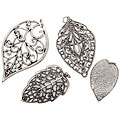 Blue Moon Madame Delphine's Filigree Leaves Metal Charms (Pack of 4)
