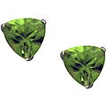 10k White Gold 6-mm Trillion-cut Peridot Stud Earrings