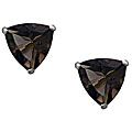 10k White Gold 6-mm Trillion-cut Smokey Quartz Stud Earrings