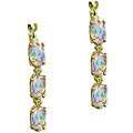 10k Yellow Gold Mercury Mist Topaz and Diamond Accent Hoop Earrings