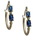10k Yellow Gold Mystic Blue Topaz and Half-point Diamond Hoop Earrings