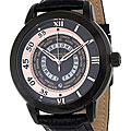 Stuhrling Original Men's 'World Traveler' Swiss Quartz Stainless Steel and Black Leather Watch