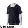 Nicole Ricci Women's Plus Size Crochet Neck Top