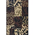 Alexa Infiniti Collection Geometric Scroll Black Rug (4'5 x 6'9)