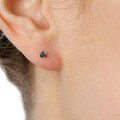 10k Yellow Gold 1/8ct TDW Blue Diamond Stud Earrings