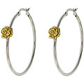 Two-tone Sterling Silver Rose Hoop Earrings