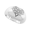 Sterling Silver 1/8ct TDW Diamond Dome Heart Ring (H-I, I3)