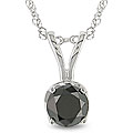 14k White Gold 3/4ct TDW Black Diamond Solitaire Necklace
