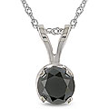14k White Gold 1ct TDW Black Diamond Solitaire Necklace