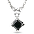 14k White Gold 3/4ct TDW Black Diamond Solitaire Necklace