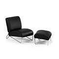 Easy Rider Black Faux Leather Chair and Ottoman Set