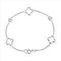 Sterling Silver Heart and Open-clover Bracelet