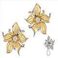 Vermeil Round-cut Cubic Zirconia Flower Earrings