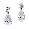 Sterling Silver Pear-cut Cubic Zirconia Drop Earrings