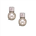 Sterling Silver Faux Pearl and Cubic Zirconia Stud Earrings