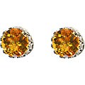 Sterling Silver Crown-set 6-mm Round-cut Citrine Stud Earrings