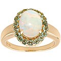 14k Yellow Gold Opal and Paraiba Tourmaline Size 7 Ring