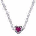 Sterling Essentials Sterling Silver 16-inch Pink Enamel Heart Bead Necklace
