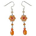 Sterling Silver 'Sweet Eternal' Carnelian Floral Earrings (Thailand)