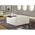Decor Soft White Faux Leather Cocktail Storage Ottoman