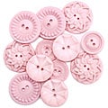 Vintage Style Pink Sew-On Buttons (Pack of 12)