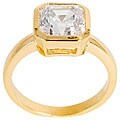 14k Gold Overlay Asscher-cut Clear Cubic Zirconia Solitaire Ring