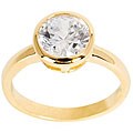 14k Gold Overlay Round-cut Clear Cubic Zirconia Solitaire Ring