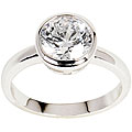 Silvertone Round-cut Clear Cubic Zirconia Solitaire Ring